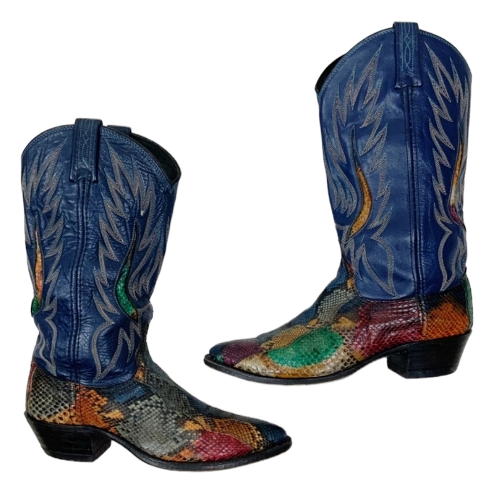 Dan Post Snakeskin Multi Color Cowgirl Western Boots- 9